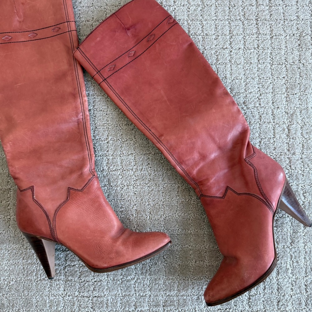 Vintage Knee-High Leather "Madison" Boho Boots‎ Size 10